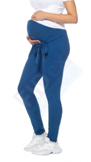 LENA - těhotenské bavlněné kalhoty s kapsami modrá mořská