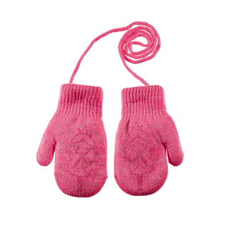 dívčí rukavice pletené zateplené růžové s vílou 13 cm