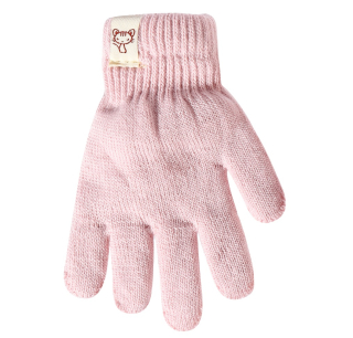 dívčí rukavice pletené zateplené barva světlá růžová LOVELY 13 cm