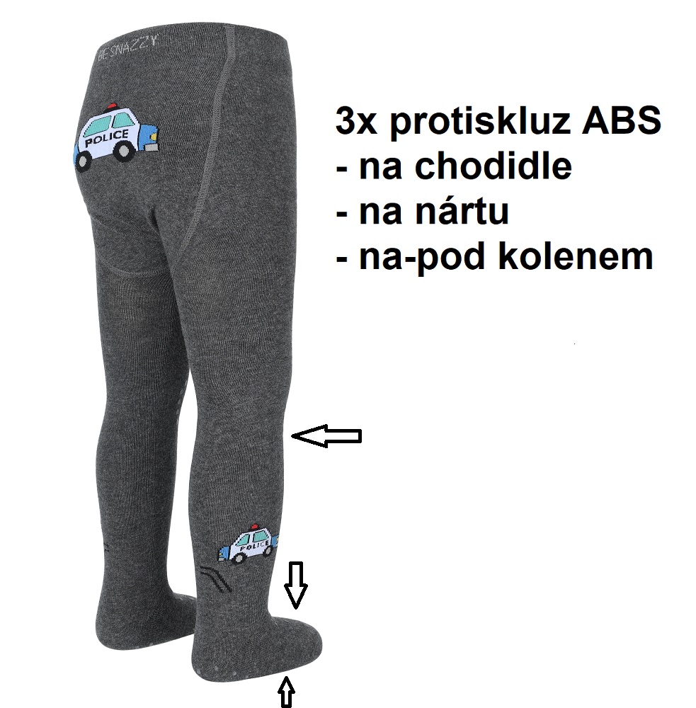chlapecké punčocháče PREMIUM s trojitým protiskluzem tm. šedé POLICIE vel. 68/74, 80/86