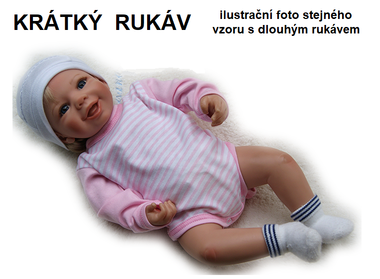 Body krátký rukáv růžové s proužky vel. 68, 74, 80