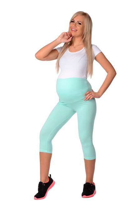 3/4 těhotenské bavlněné legíny mátové vel. M, XL