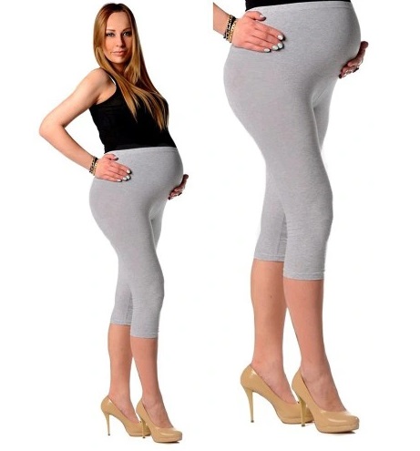 3/4 těhotenské bavlněné legíny melírované světle šedé vel. S, XL, 2XL, 3XL