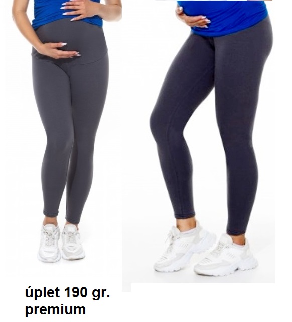 PREMIUM 1/1 - 190 těhotenské bavlněné legíny tmavě šedé kouřové vel. S, L, 2XL