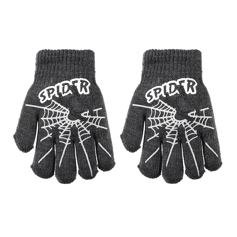 chlapecké rukavice pletené zateplené grafitové SPIDER 13 cm