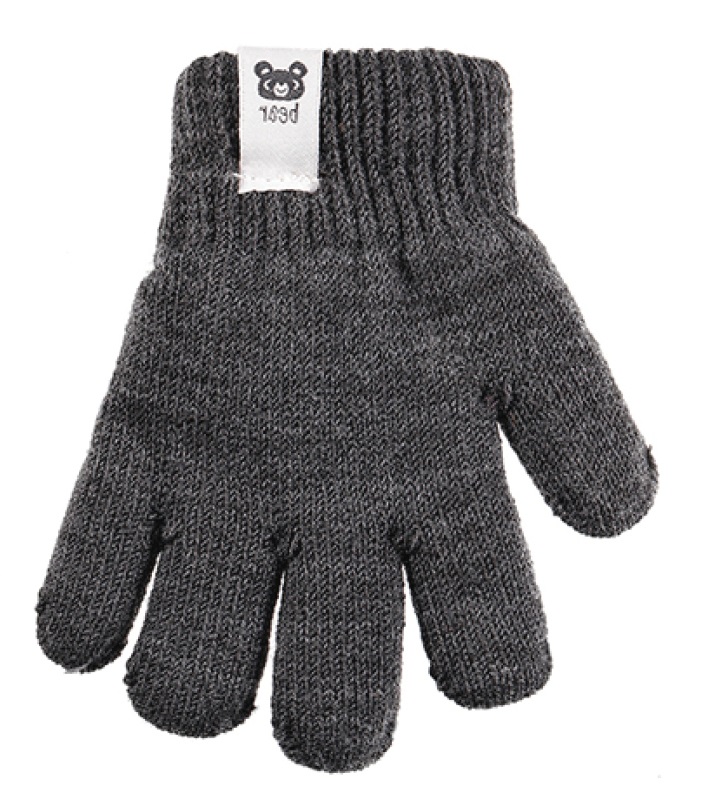 chlapecké rukavice pletené zateplené BEAR grafitové 13 cm