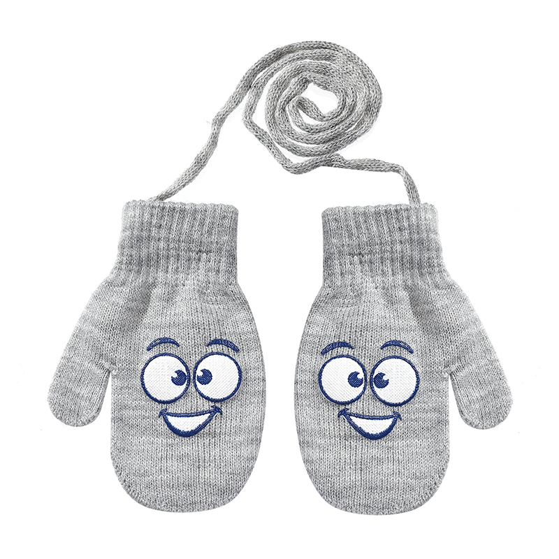 chlapecké rukavice pletené šedé smajlík 14 cm