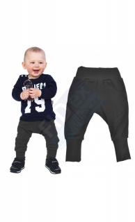 Kojenecké-dětské kalhoty s úpletem a kapsami černé vel. 62-116