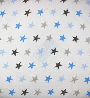 bavl. tetrová plena potisk hvězdy šedá+modrá 70x80 cm