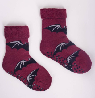 chlapecké froté ponožky s protiskluzem tmavě modré s ďáblíkem