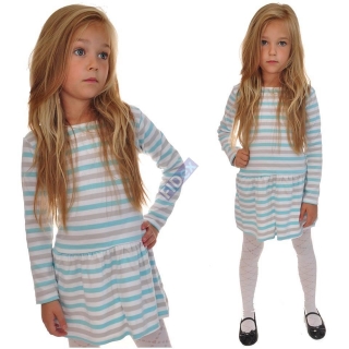 dětské dívčí šaty proužkované tyrkysové 