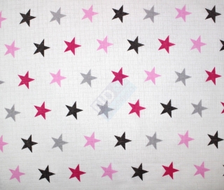 bavl. tetrová plena potisk hvězdy šedá+růžová 70x80 cm
