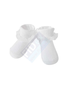kojenecké ponožky pro nejmenší slečny - bílé s volánkem 6-9 m