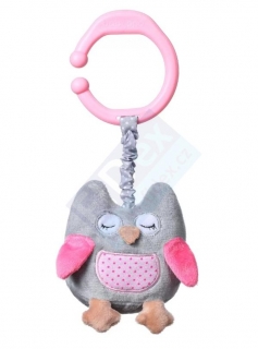 závěsná vibrační hračka Baby Ono sova růžová