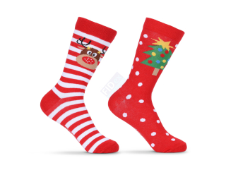 vánoční ponožky pruhované se sobem + vánoč.stromeček vel. 24 - 35