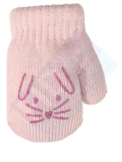dívčí rukavice pletené zateplené růžové s pejskem 10 cm