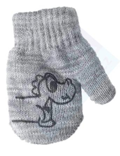 chlapecké rukavice pletené zateplené šedé s jezevčíkem 10 cm