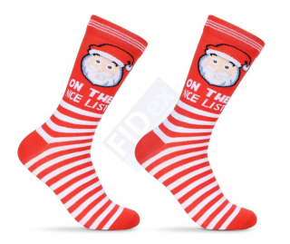 vánoční ponožky červené pruhované s dědou mrázem vel. 24 - 32