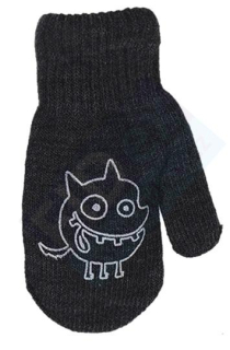 chlapecké rukavice pletené zateplené mořská modrá s ďáblíkem 13 cm