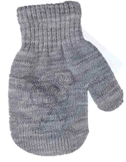 dívčí rukavice pletené šedé s pejskem 13 cm