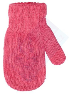 dívčí rukavice pletené sytě růžové se zajícem 12 cm