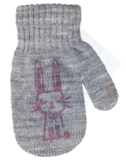 dívčí rukavice pletené šedé se zajícem 12 cm