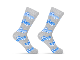 crazy ponožky s veselým motivem - šedé BLUE CARS vel. 33-38
