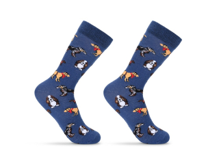 crazy ponožky s veselým motivem - tm.modré DOGS vel. 33-38