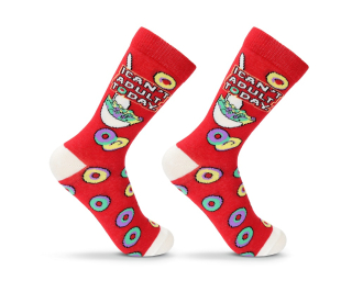crazy ponožky s veselým motivem - červené donuts 24-35