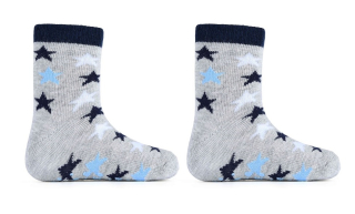 chlapecké polofroté ponožky s protiskluzem  šedé+hvězdy  vel. 15-17