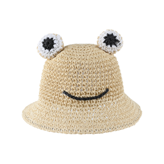dětské veselý klobouček vel. 52-54 cm - žabka - béžový
