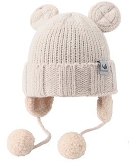 dětská zimní čepice "sloník" vel. 48-54 světlá přírodní