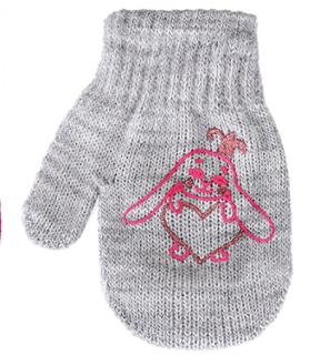 dívčí rukavice pletené růžové pejsek srdíčko 10 cm