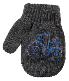 chlapecké rukavice pletené s traktorem grafitové 10 cm