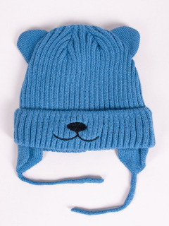 dětská zimní čepice "YO club" vel. 34-36 modrá-pejsek