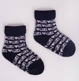 dívčí froté ponožky s protiskluzem tmavěmodré granátové GIRL