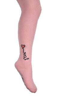 dívčí punčocháče 1xABS s protiskluzem na chodidle růžové LOVE vel. 104/110