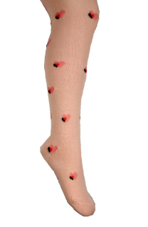 dívčí punčocháče 1xABS s protiskluzem na chodidle růžové srdíčkové vel. 104/110